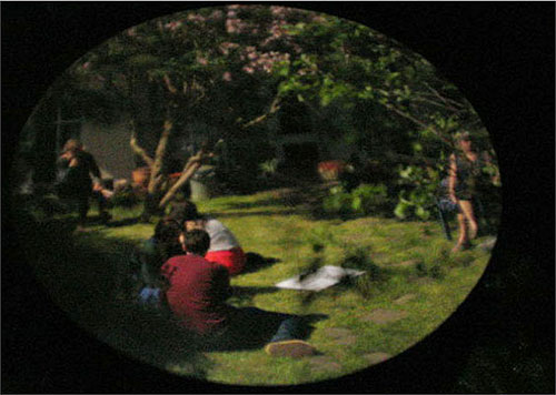 Video still made inside from camera obscura